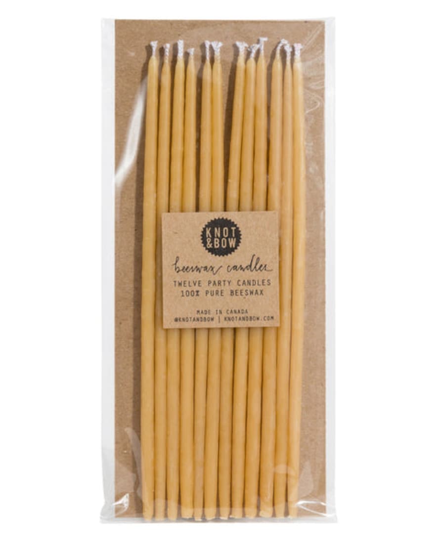 Knot & Bow Tall Beeswax Party Candles Natural