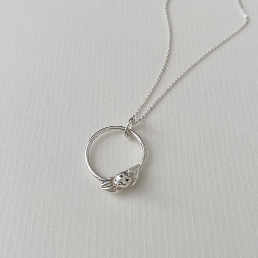 Nikki Stark Jewellery Necklace Silver Seedpod And Leaves On Hoop