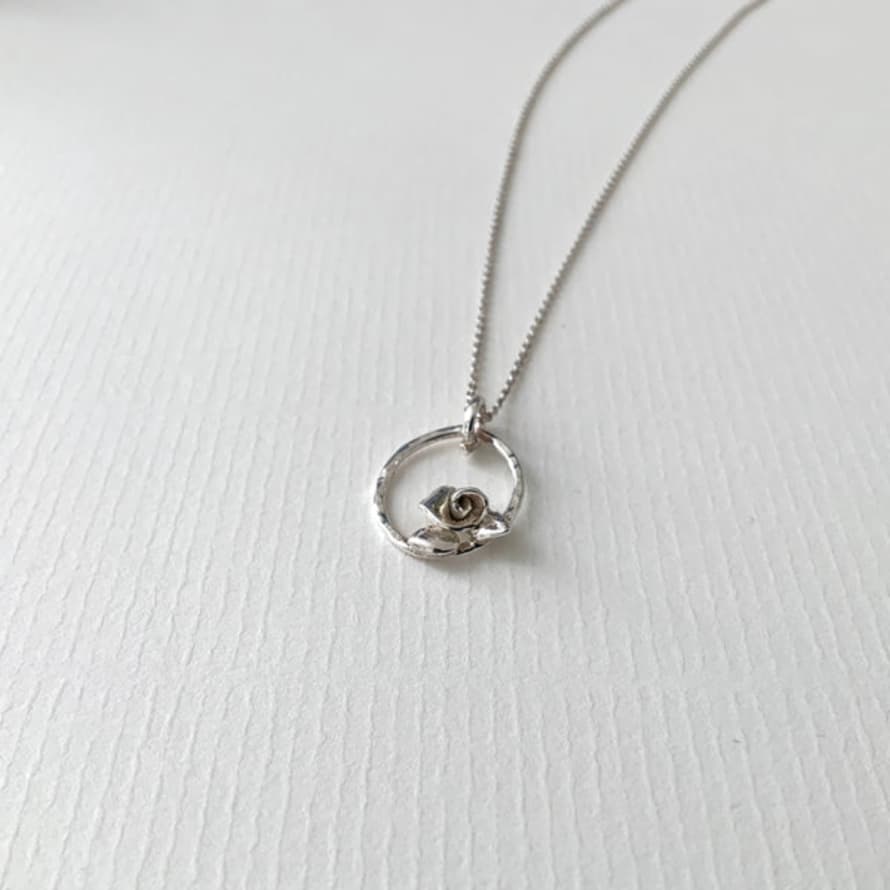 Nikki Stark Jewellery Necklace Silver Rose On Hoop