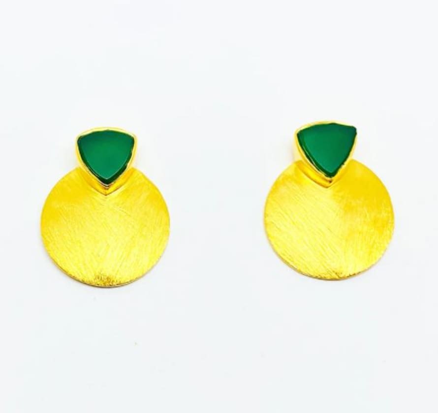 Nekewlam Earrings Green Onyx Risor Stud Earrings