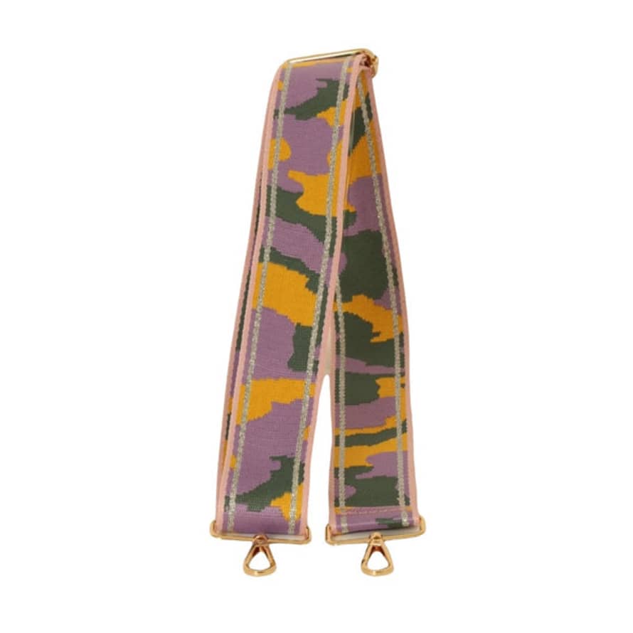 MSH Bag Strap Adjustable Woven Yellow Camouflage Silver Stripe