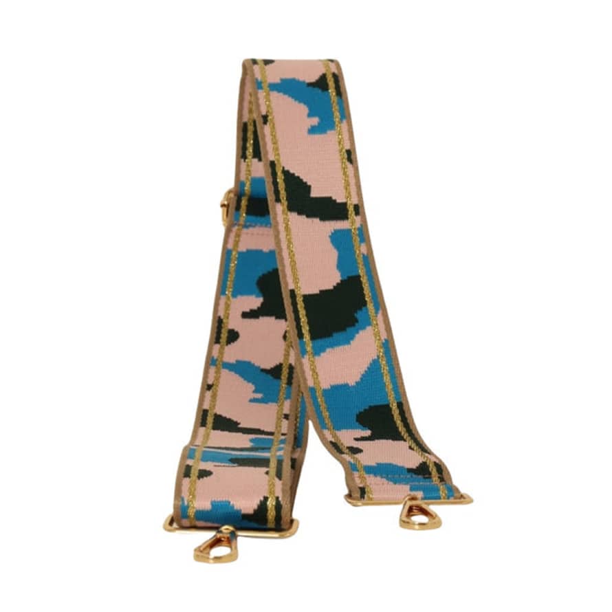 MSH Bag Strap Adjustable Woven Pink Camouflage Gold Stripe