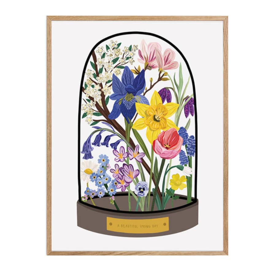 Bea Baranowska Spring Flowers Bell Dome Jar A3 Print