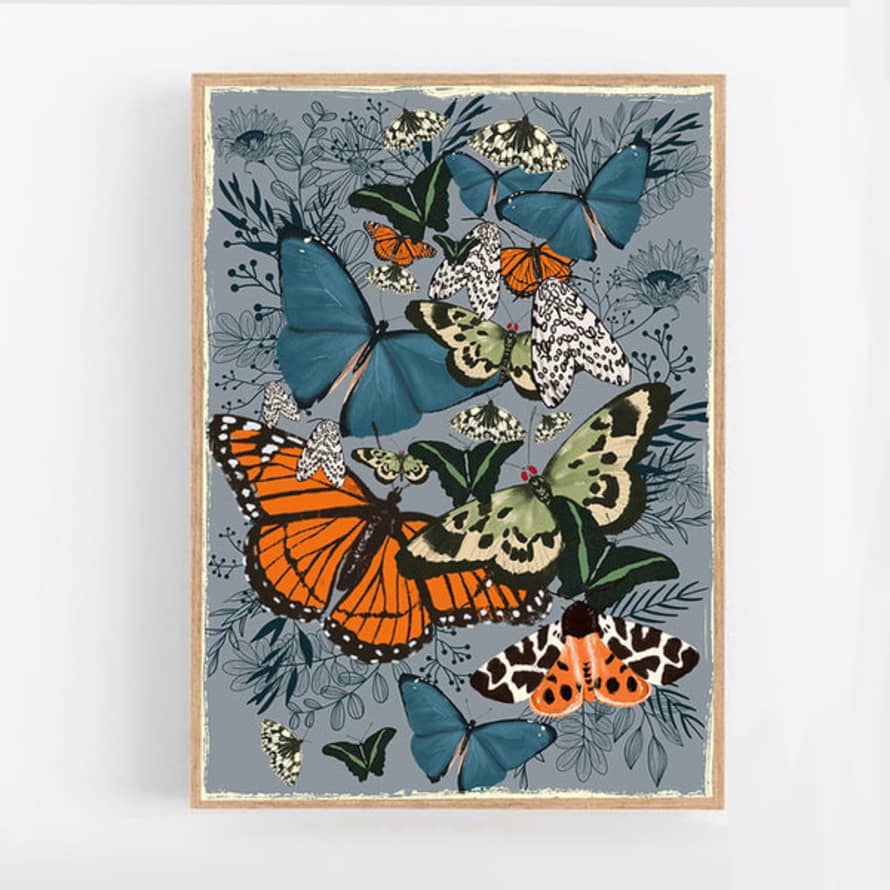 Carole Hillman Print A4 Butterflies And Leaves