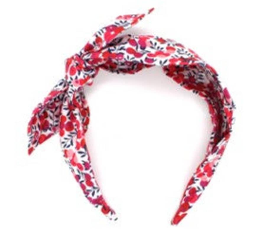 Holme & Moss  Headband Side Bow Liberty Print Wiltshire Berry Red
