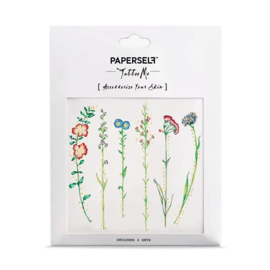 Paperself  Temporary Tattoos Two Sheets Vintage Flowers