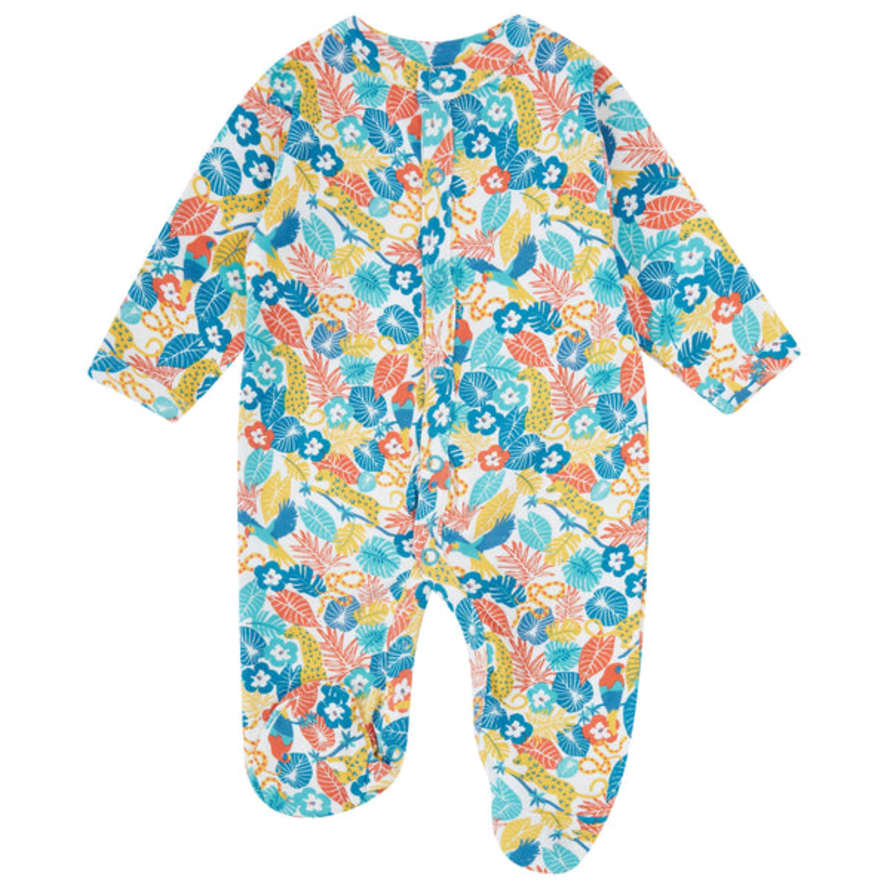 Piccalilly Sleepsuit Romper Footed Organic Cotton Jungle