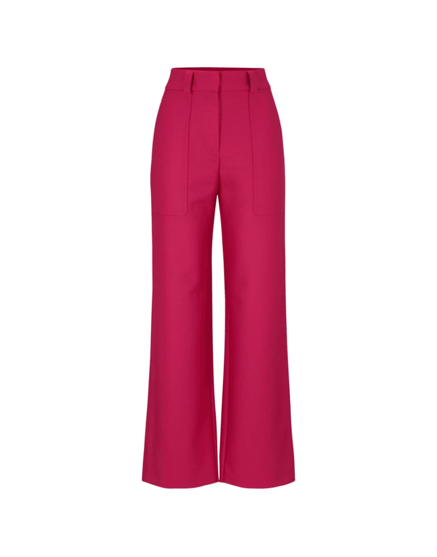 Boss Teleah Wide Leg Patch Pocket Trouser Col: 674 Bright Pink, Size: