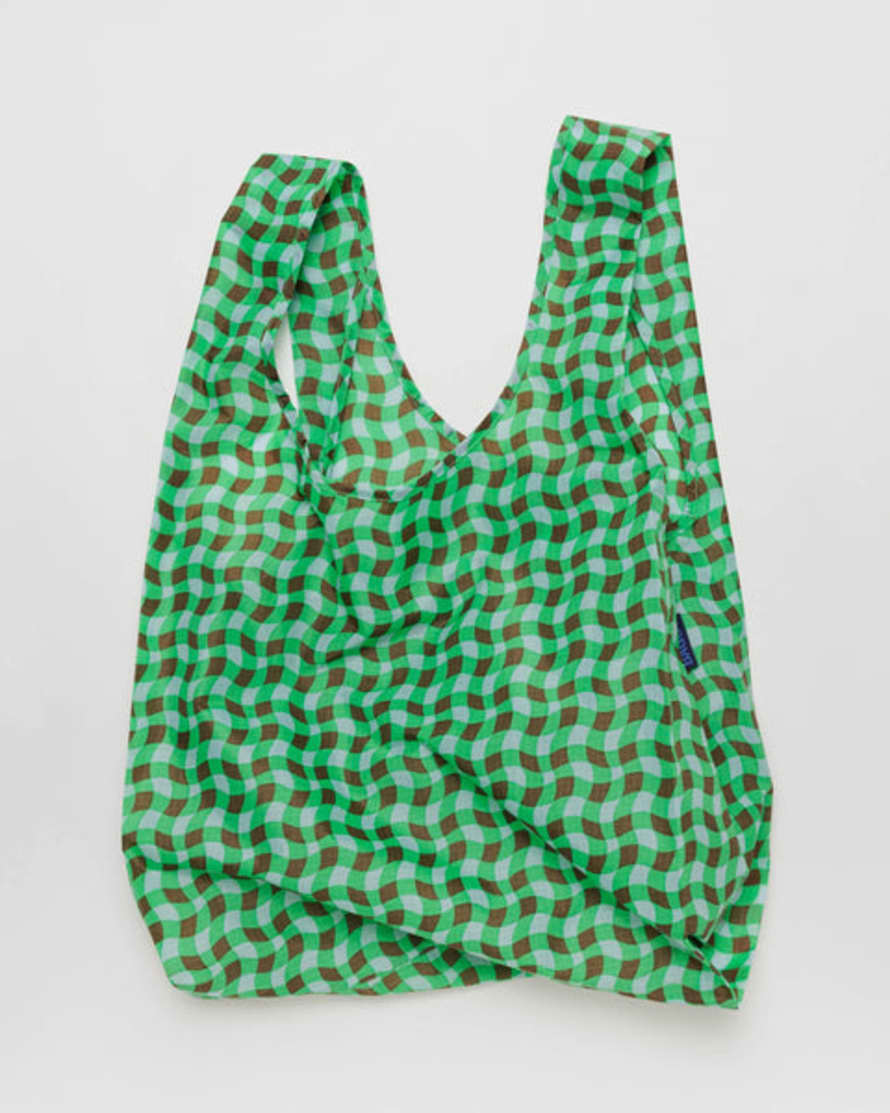 Baggu Wavy Gingham Green Standard Reusable Bag