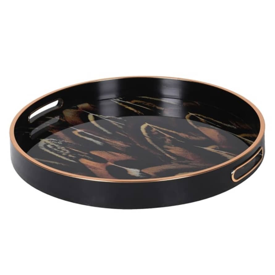 THE BROWNHOUSE INTERIORS Pheasant feather lacquer tray 