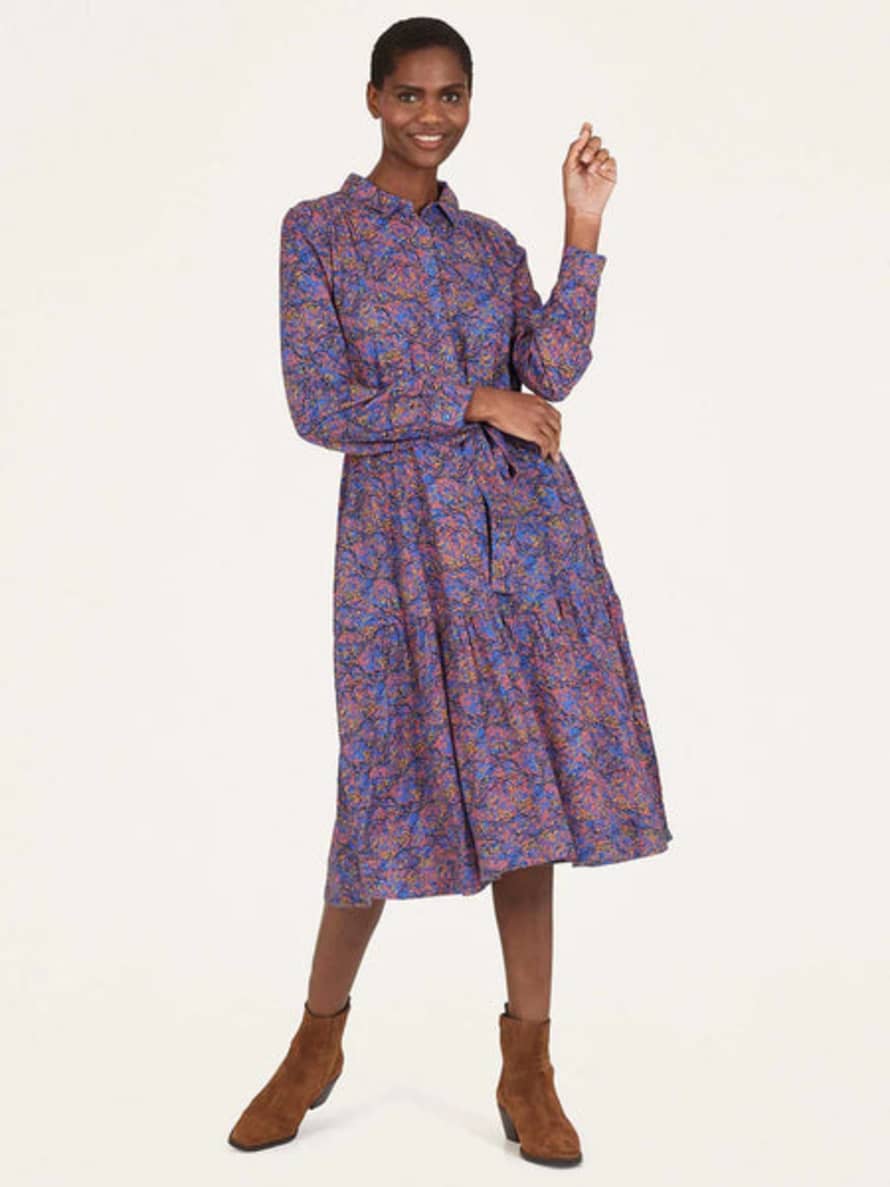 Thought Periwinkle Blue Fawn Printed Midi Shirt Dress