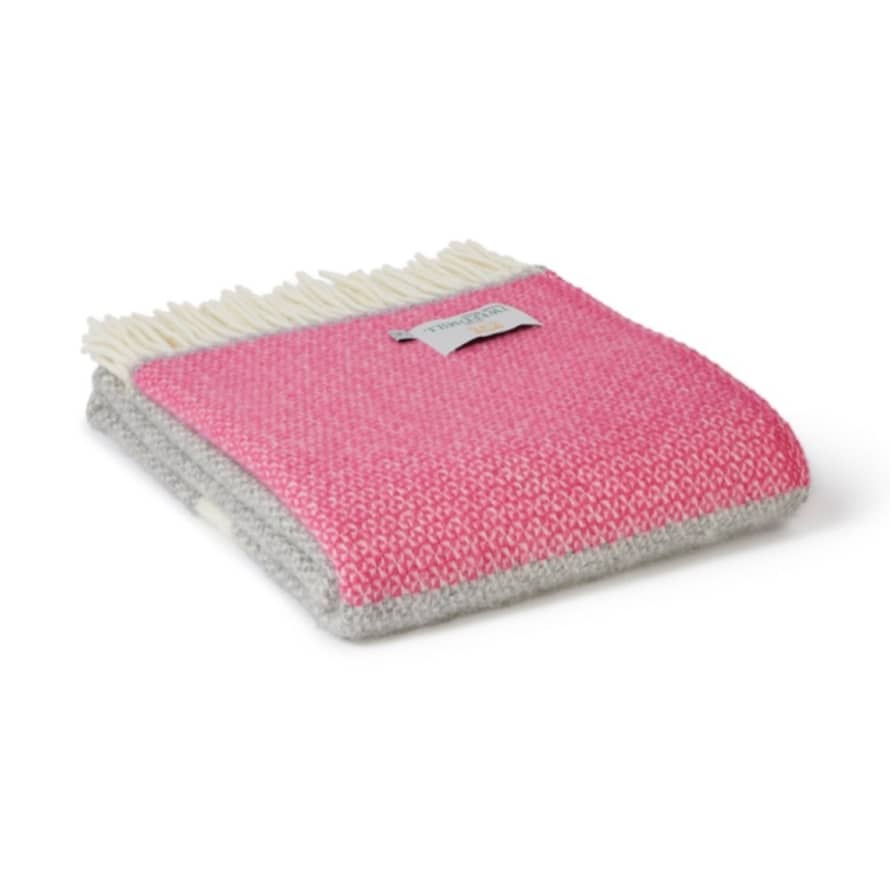 Tweedmill Pink & Grey Illusion Panel Pure New Wool Throw 150cm x 183cm