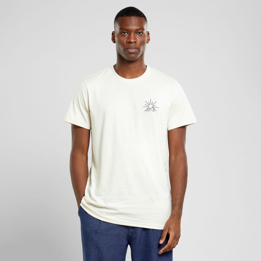 dedicated T-Shirt Stockholm Line Mountain Emb Oat White