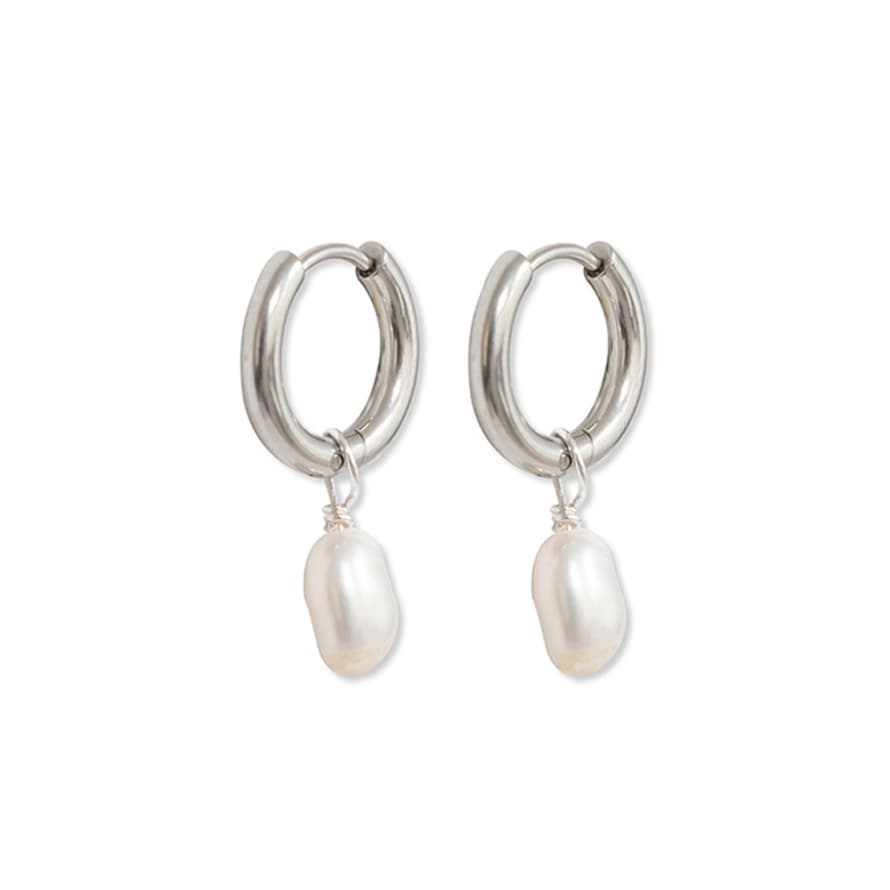 A Weathered Penny  Silver Pearl Hoops