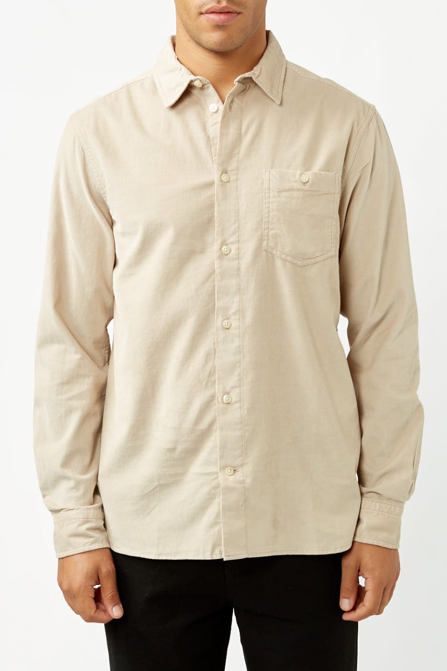 Knowledge Cotton Apparel  Light Feather Gray Regular Fit Corduroy Shirt