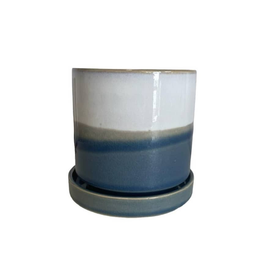 Chive Blue Layers 5" Pot & Saucer