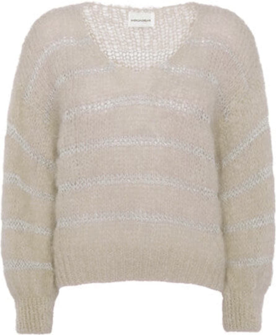American Dreams Katie Knit In Beige With Silver