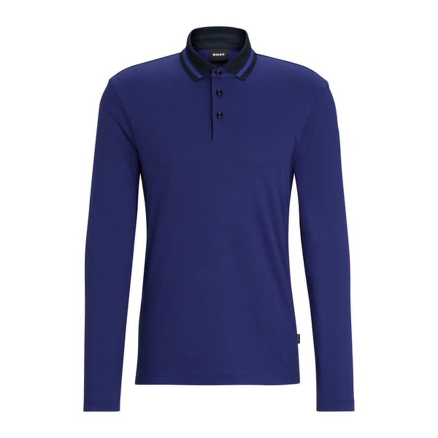 Hugo Boss Boss - Pleins 23 Dark Blue Slim Fit Long Sleeved Polo Shirt 50500463 404