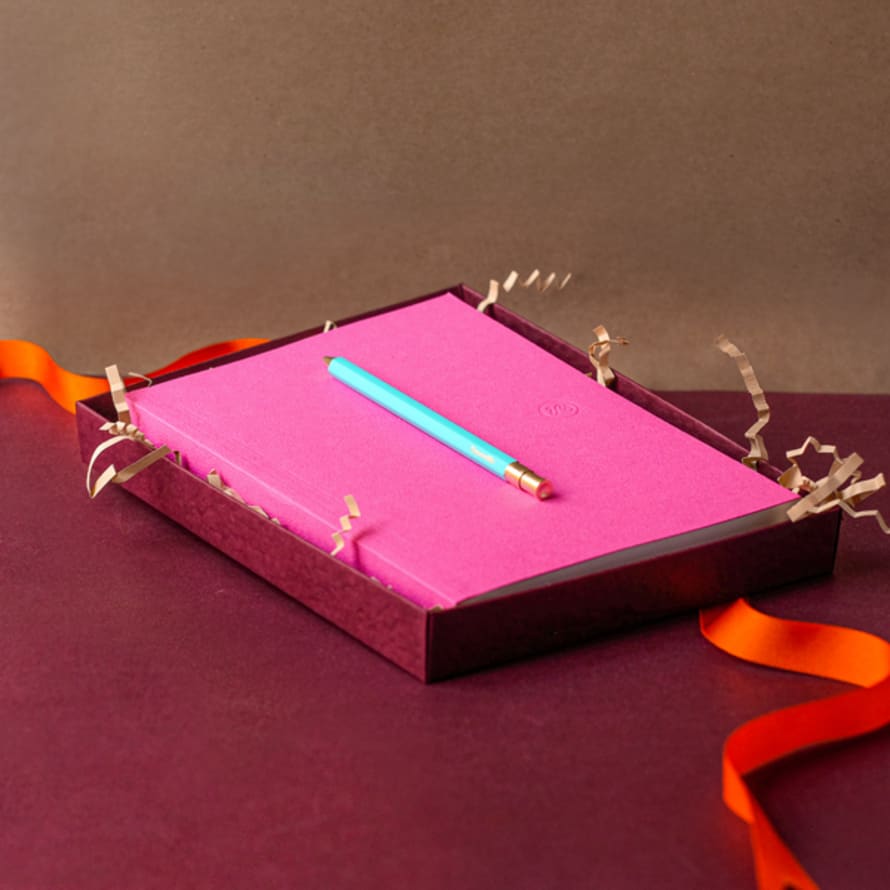 Papersmiths Fuchsia Notebook And Pen Duo - Everyday Pen / Ruled Paper