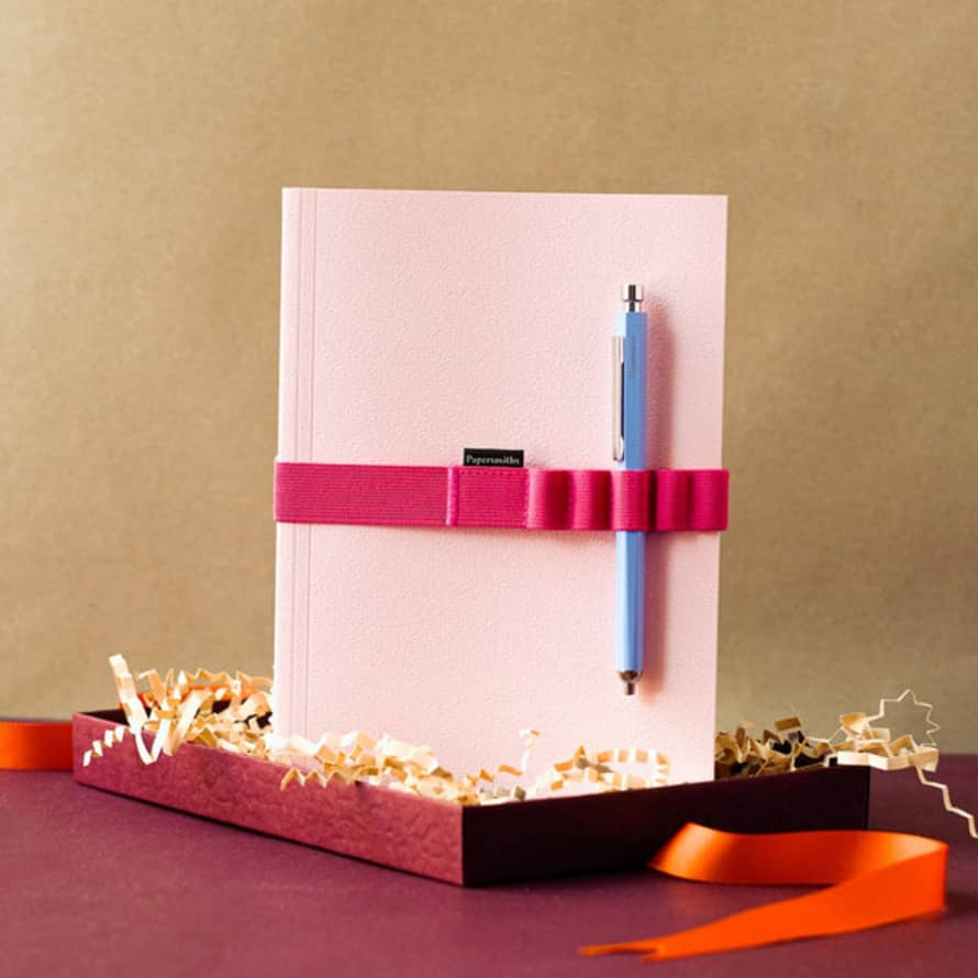 Papersmiths Cowrie Notebook, Pen And Band Trio - Primo Gel Pen / Dot Grid Paper