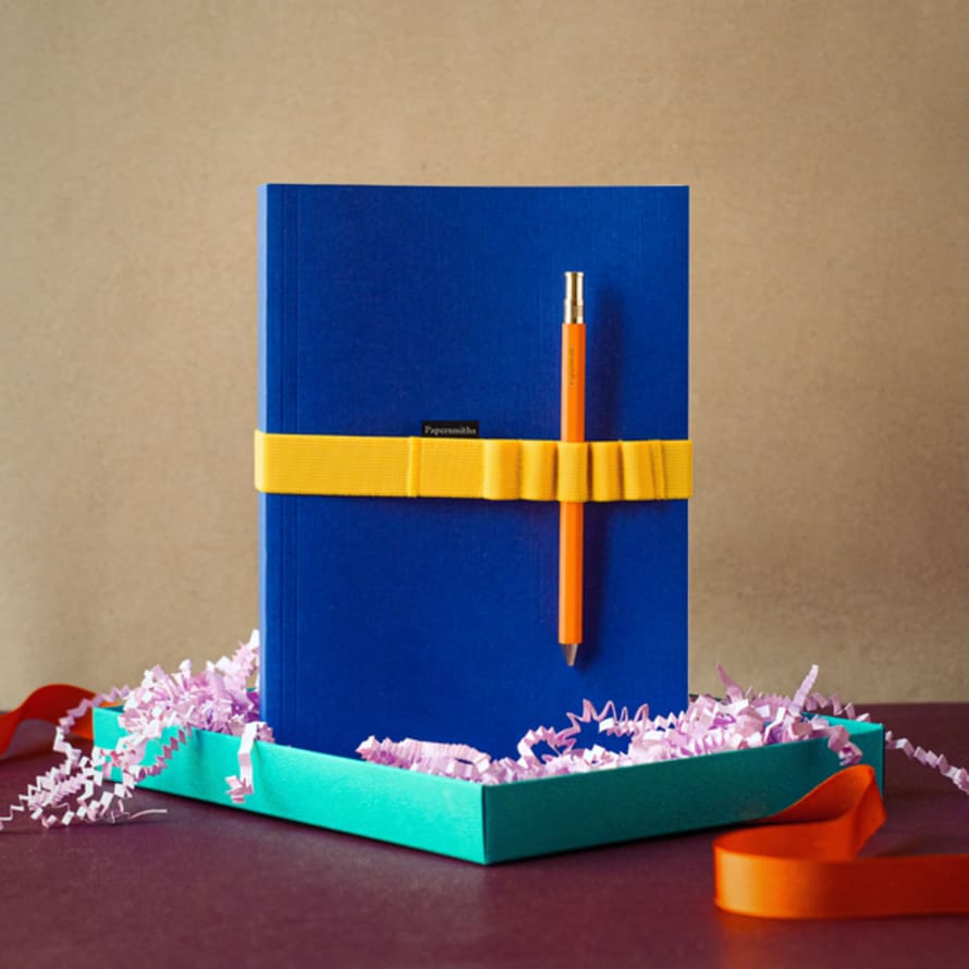 Papersmiths Azurite Notebook, Pen And Band Trio - Everyday Pen / Plain Paper
