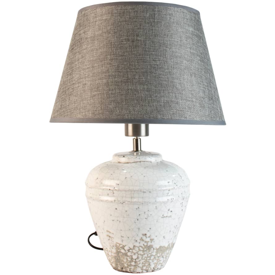 Grand Illusions Stoneware Vesta Table Lamp with Grey Shade