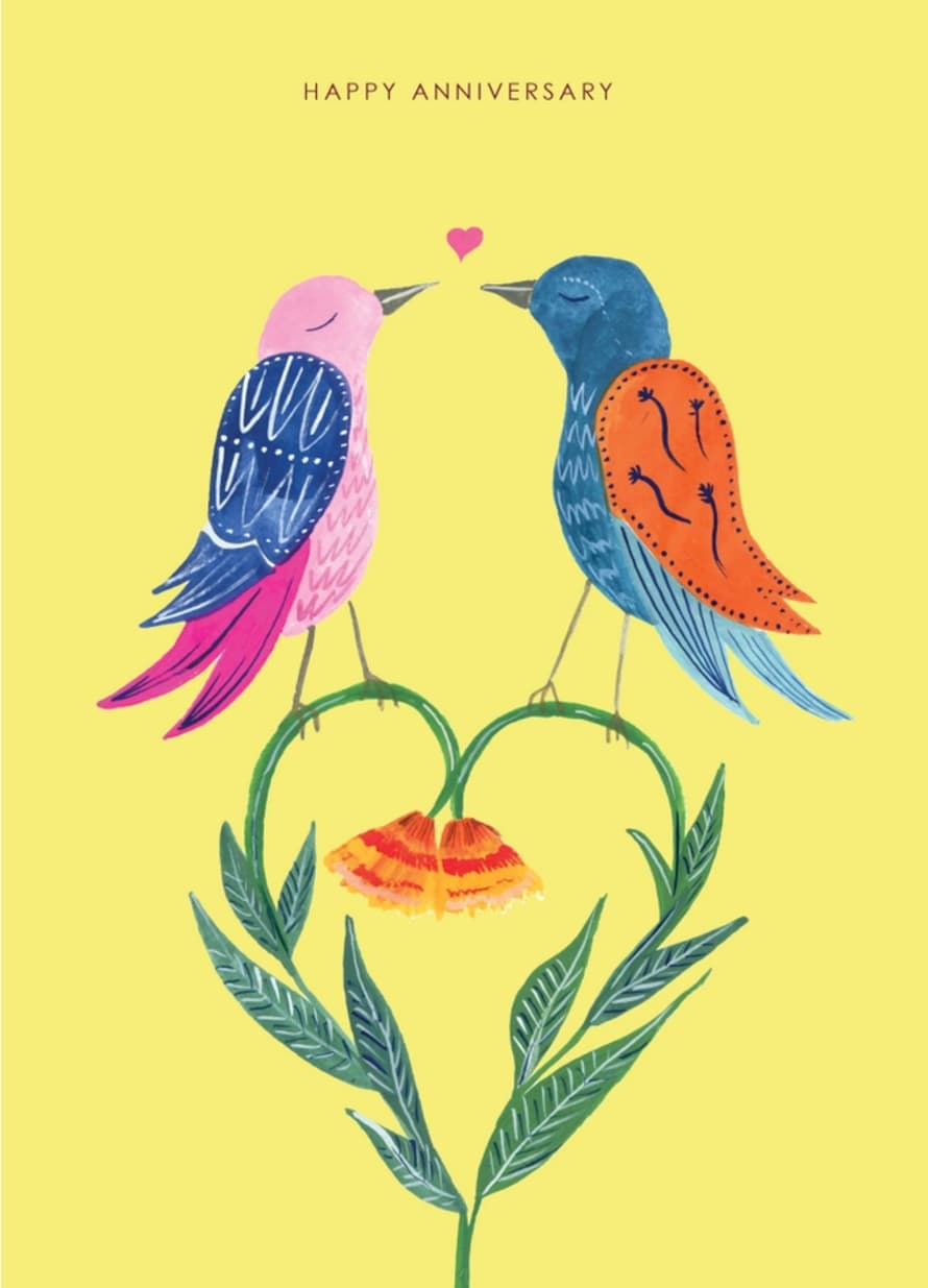 Hutch Cassidy Love Birds Anniversary Card