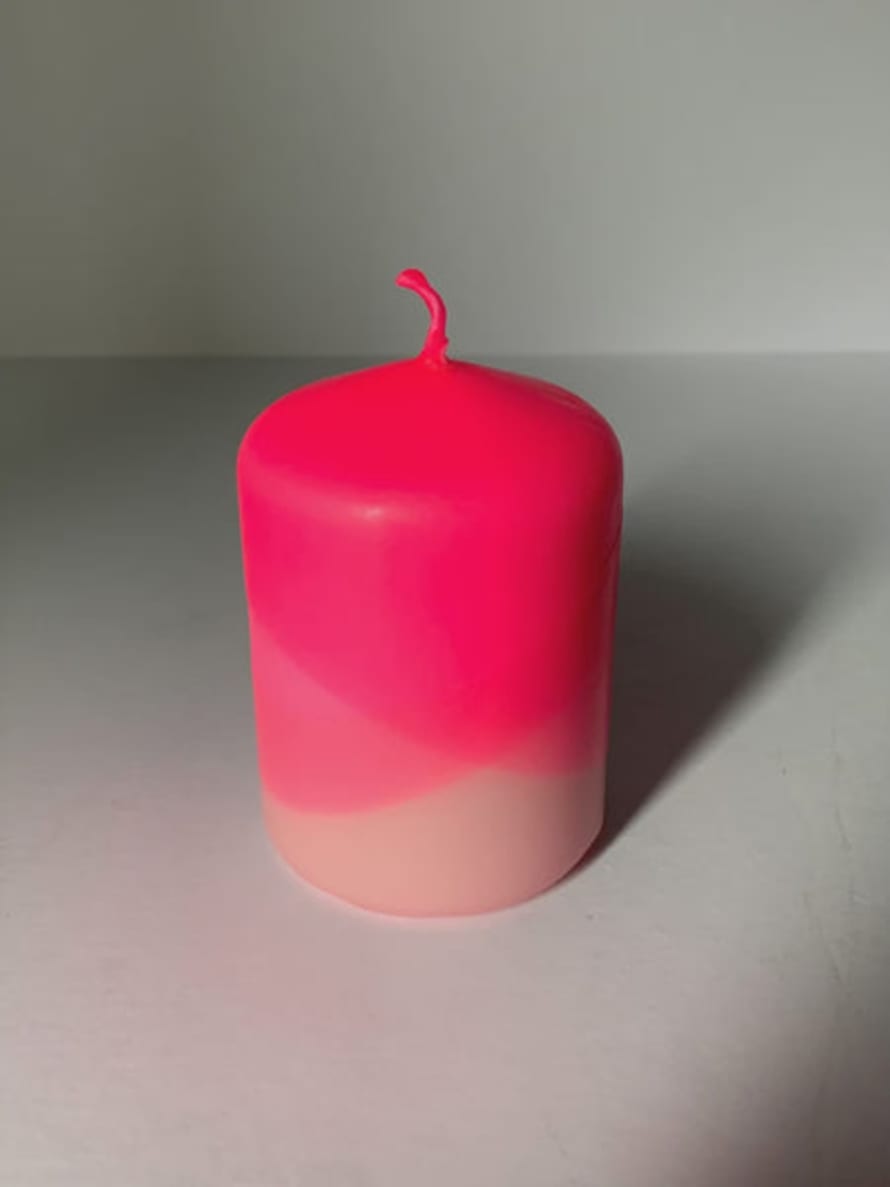 The Singing Rabbit Neon Pink & Sherbert Pink Pillar Candle