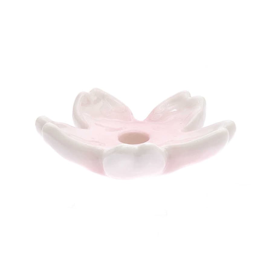 Rico Design Porcelain Candle Holder, Medium Cherry Blossom
