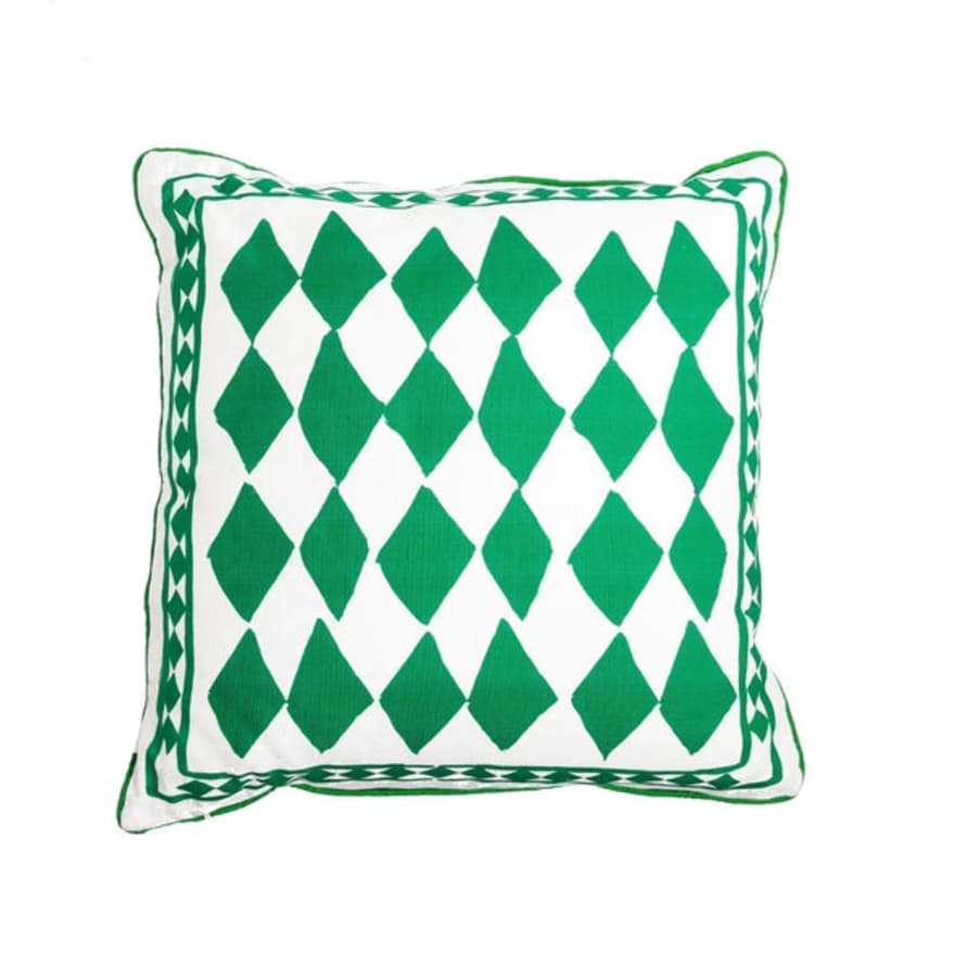 Jessica Russell Flint "the Green Diamonds" Cushion