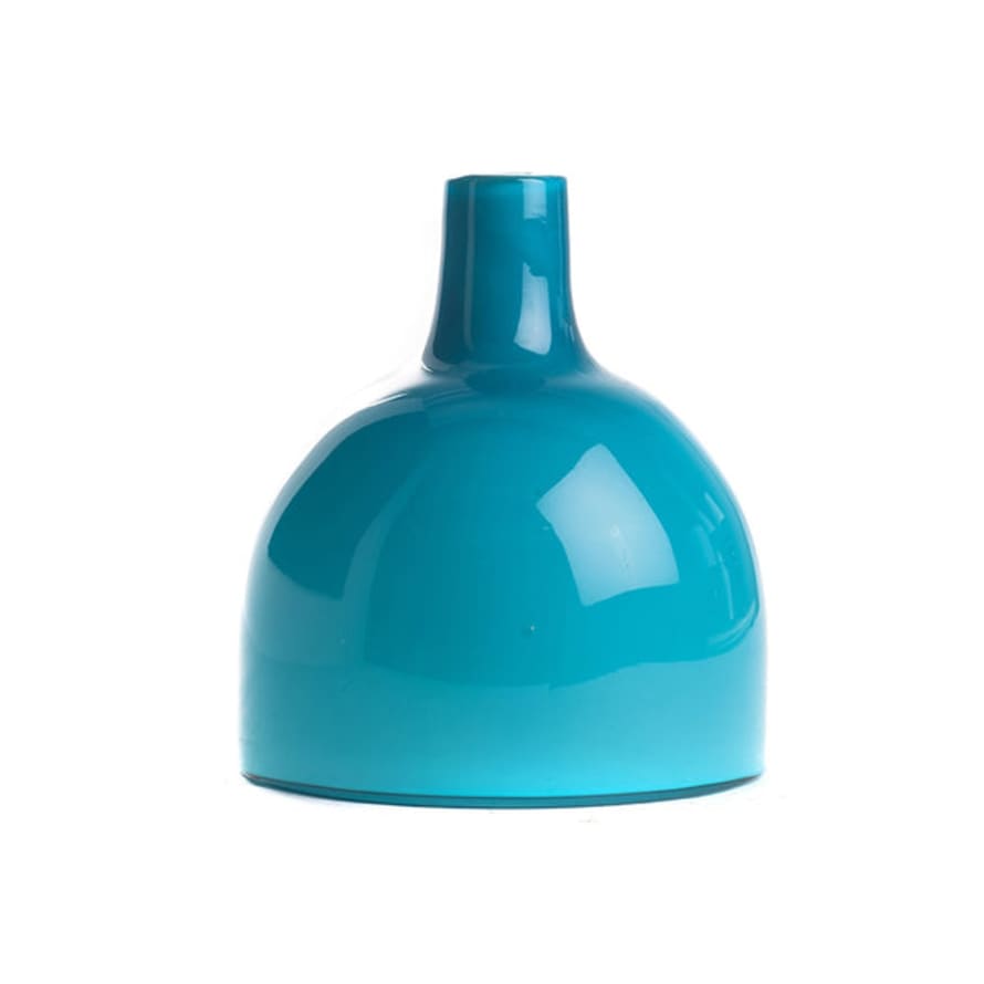 Asiatides Import Turquoise Short Neck Glass Vase