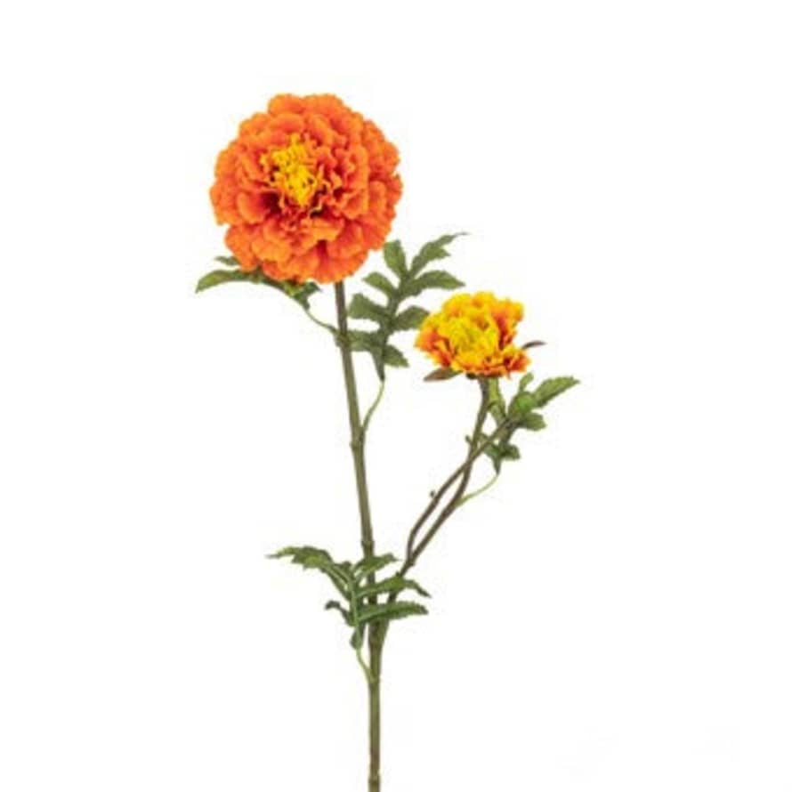 Floral Silk Marigold Spray -orange 63cm