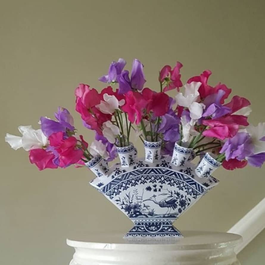Piet Design Delft Blue Flower Fan Vase