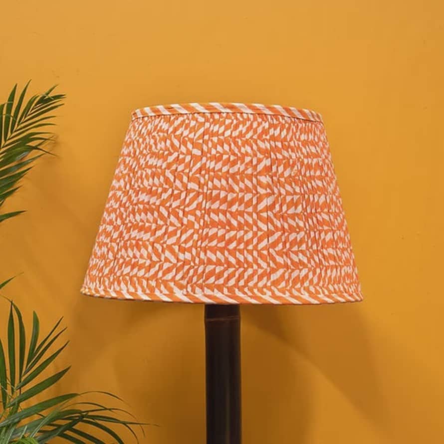 That Rebel House Neon Linear Tapered Drum Block Printed Cotton Lampshade-25cm