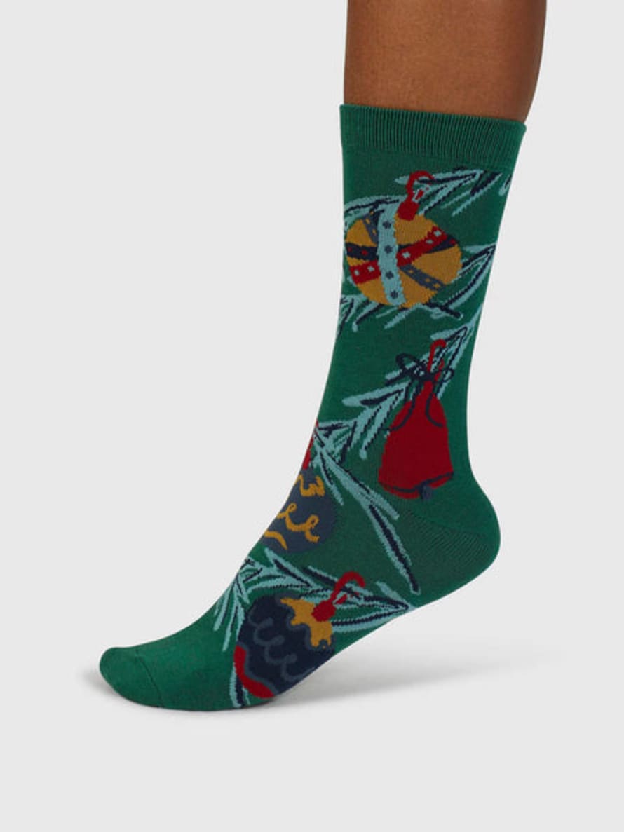 Thought Jemila Christmas Organic Cotton Socks - Pine Green