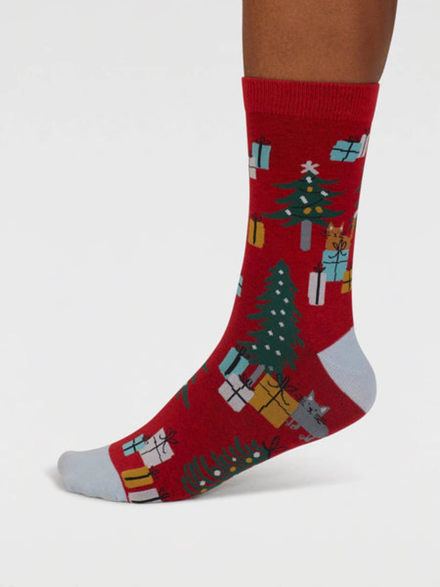 Thought Jemila Christmas Organic Cotton Socks - Poppy Red