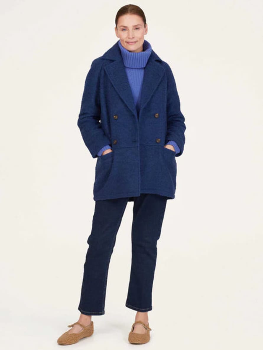 Thought Remi Wool And Recycled Polyester Coat - Dark Periwinkle Blue