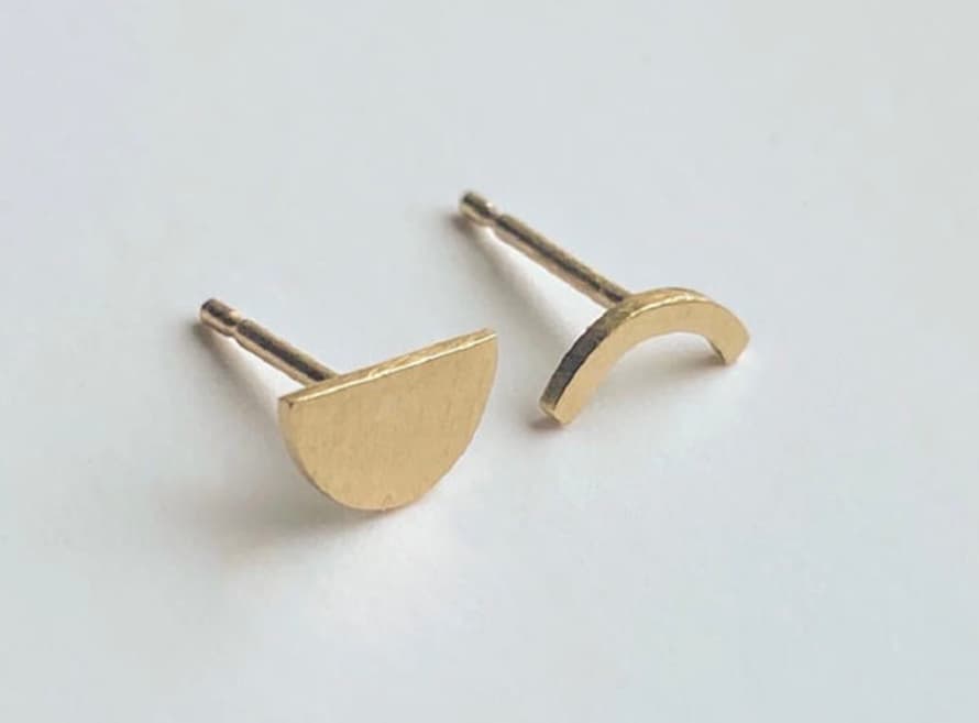 Wild Nora Mismatched Moon Studs In Gold