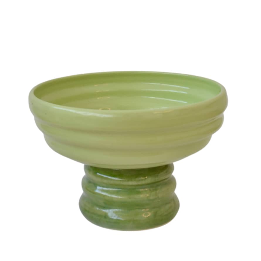 Florence Mytum Ceramics Green Pedestal Bowl