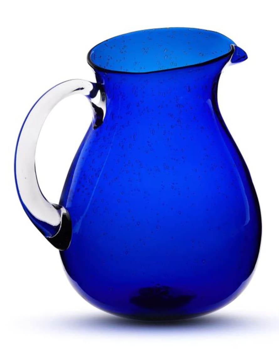 Memento Bubble Glass Jug Blue V