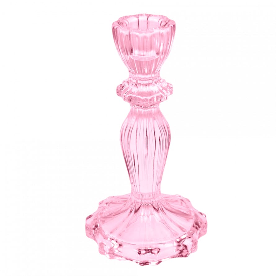 Rex London Tall Pink Glass Candle Holder