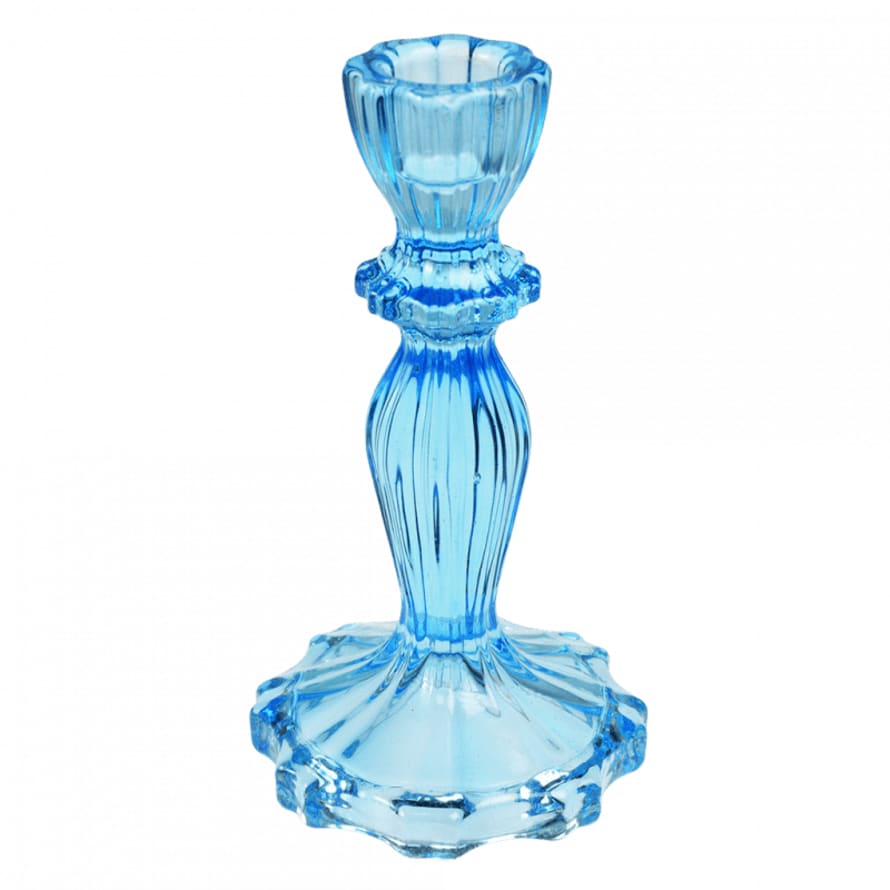 Rex London Tall Blue Glass Candle Holder