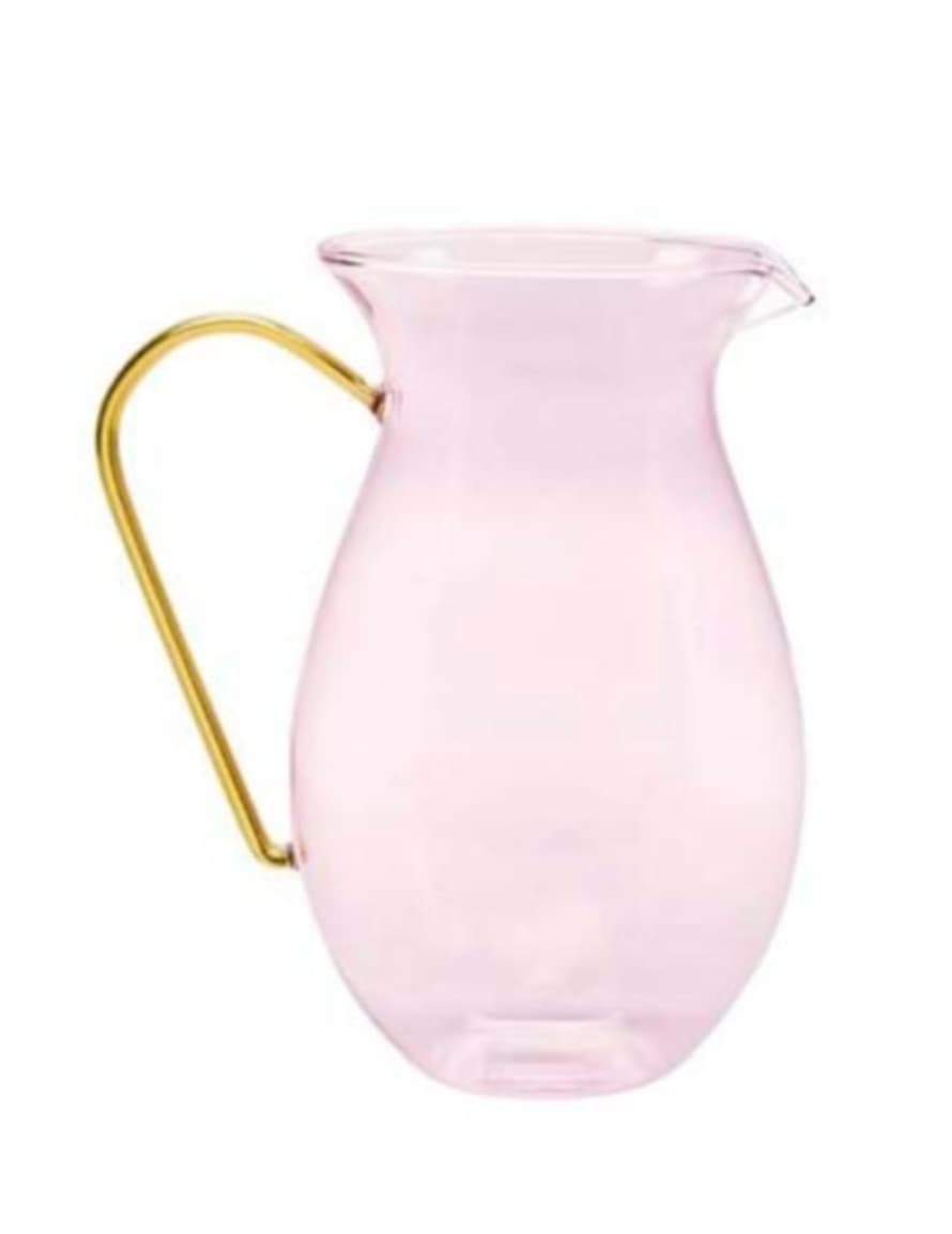 Miss Etoile Glass Pink Jug With Yellow Handle