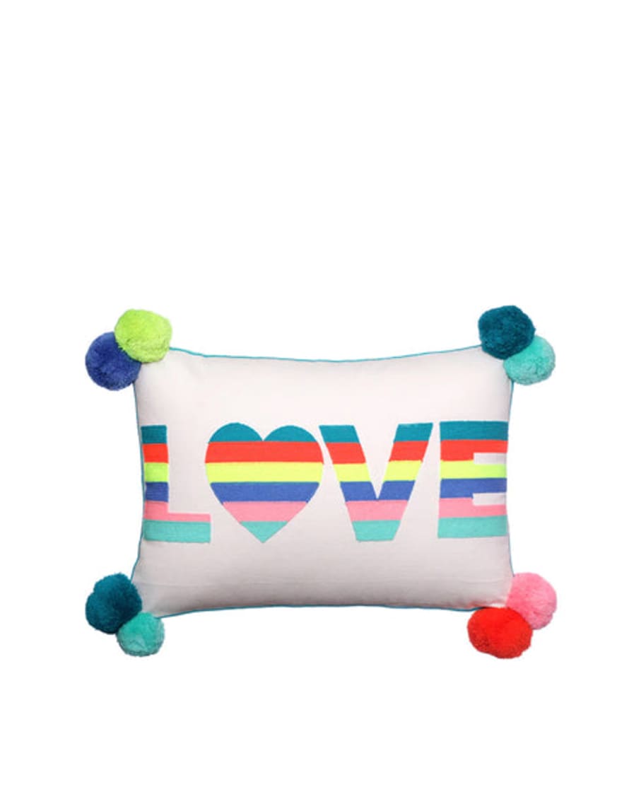Bombay Duck Rainbow Love Embroidered Cushion