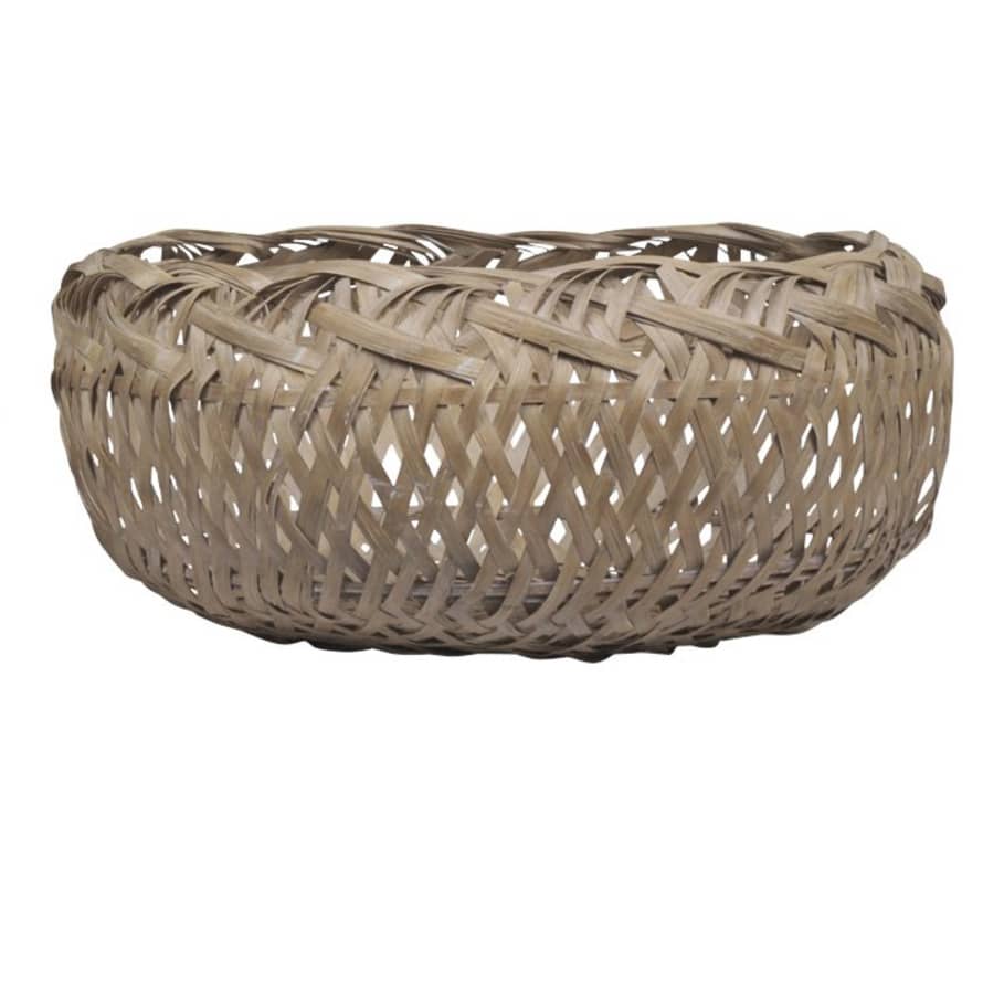Chic Antique LARGE SHALLOW FRENCH BAMBOO BASKETS