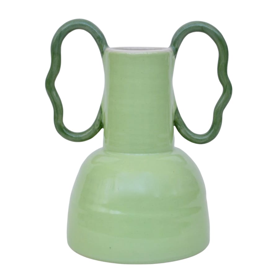 Florence Mytum Ceramics Mint Green Wiggle Handle Vase