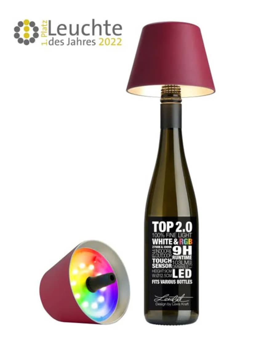 Sompex Lampada Top 2.0 Ricaricabile E Rgb 72524 Bordeaux