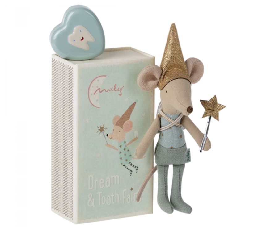 Maileg Tooth Fairy Mouse In Matchbox-blue