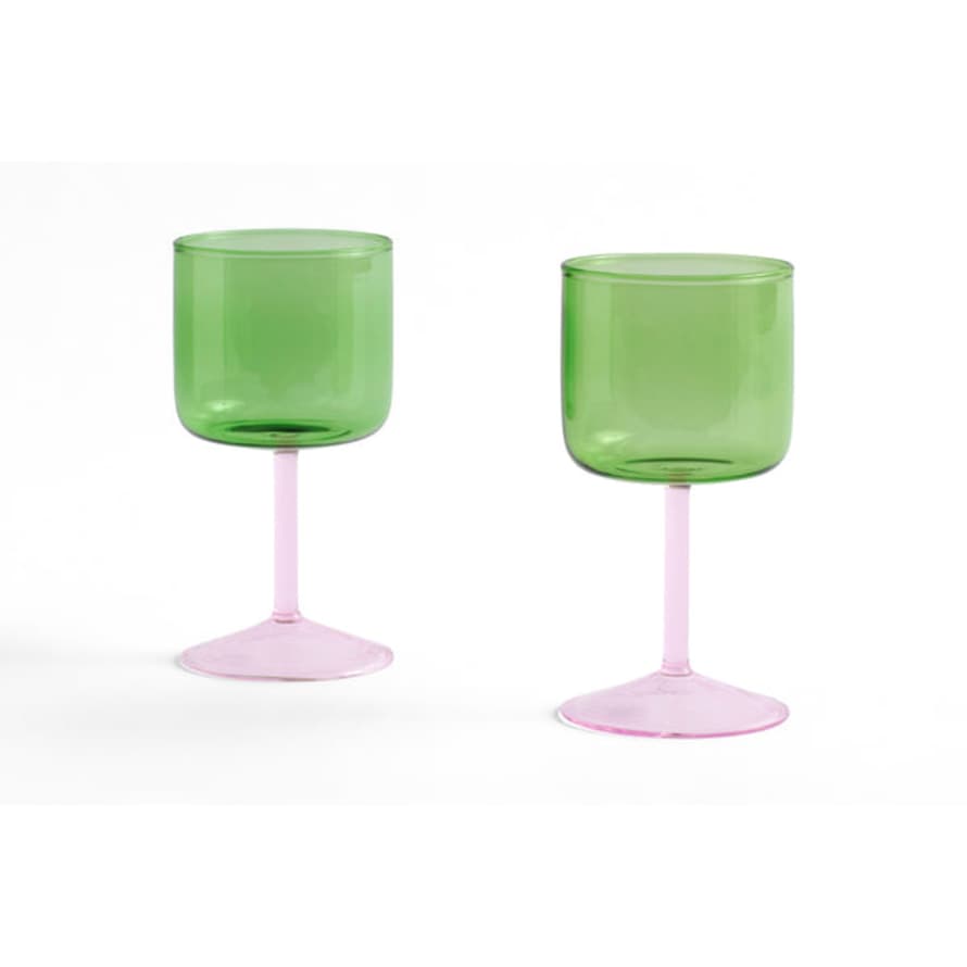 HAY Copas Tint Wine Glass Set De 2 - Green and Pink