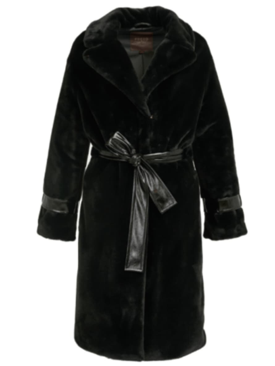 Freed Violet Faux Fur Long Coat In Black
